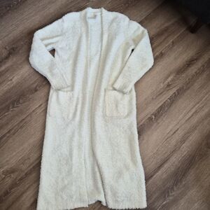 SKIMS Cream Plush Fuzzy Full Length Cardigan Jacket XS